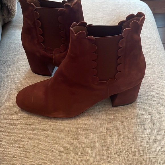 Rusty brown scalloped edge ankle bootie - Picture 2 of 5